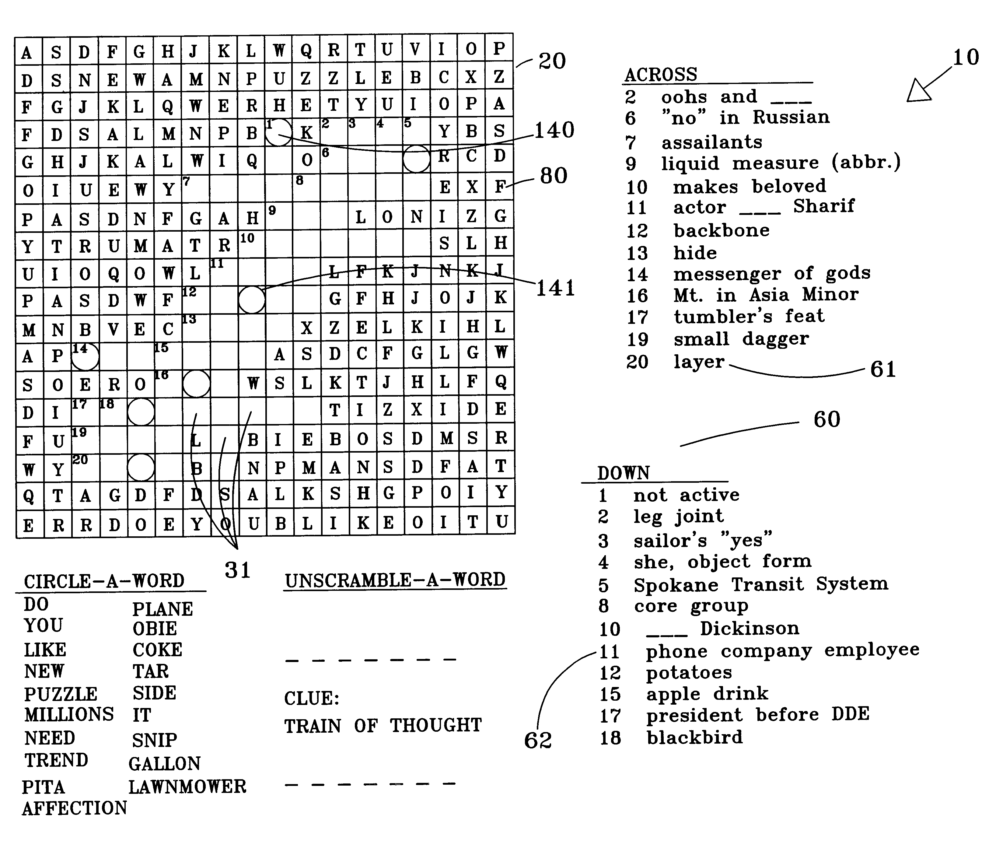 Analytics For Us Patent No 6308954 Integrated Crossword And Circle A Word Puzzle