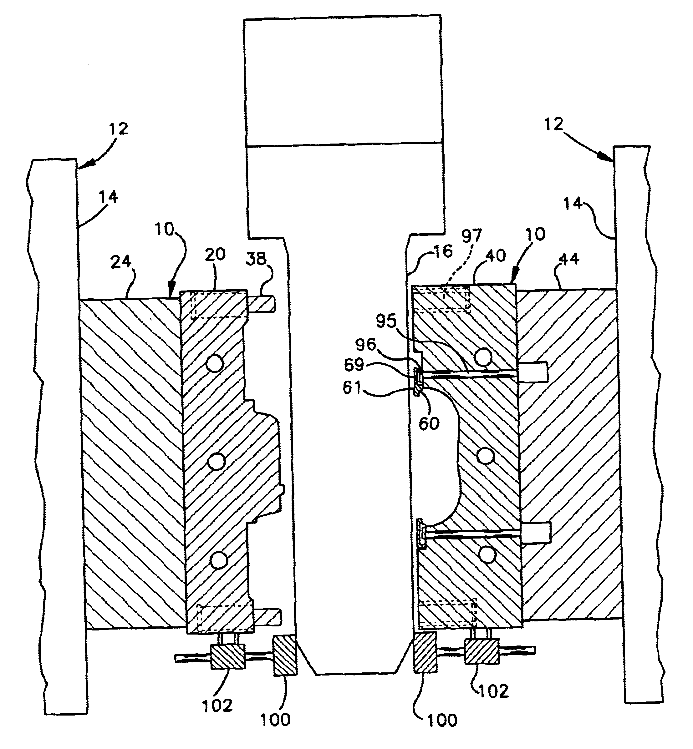 Analytics for US Patent No. 6659750, Blow mold with removable inserts